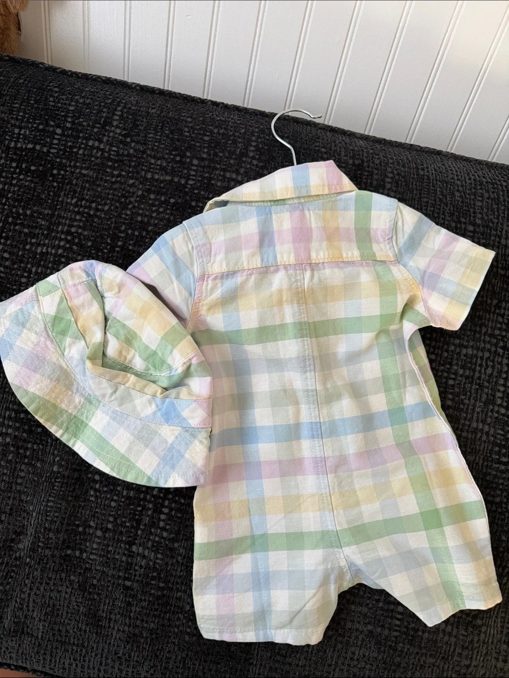 Baby GAP Pastel Plaid Baby Romper & Hat - Multi-Color